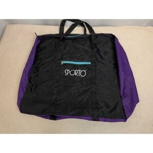 Sporto Nylon Black Purple Duffel Travel Bag Foldable Carry On Zipper Pocket